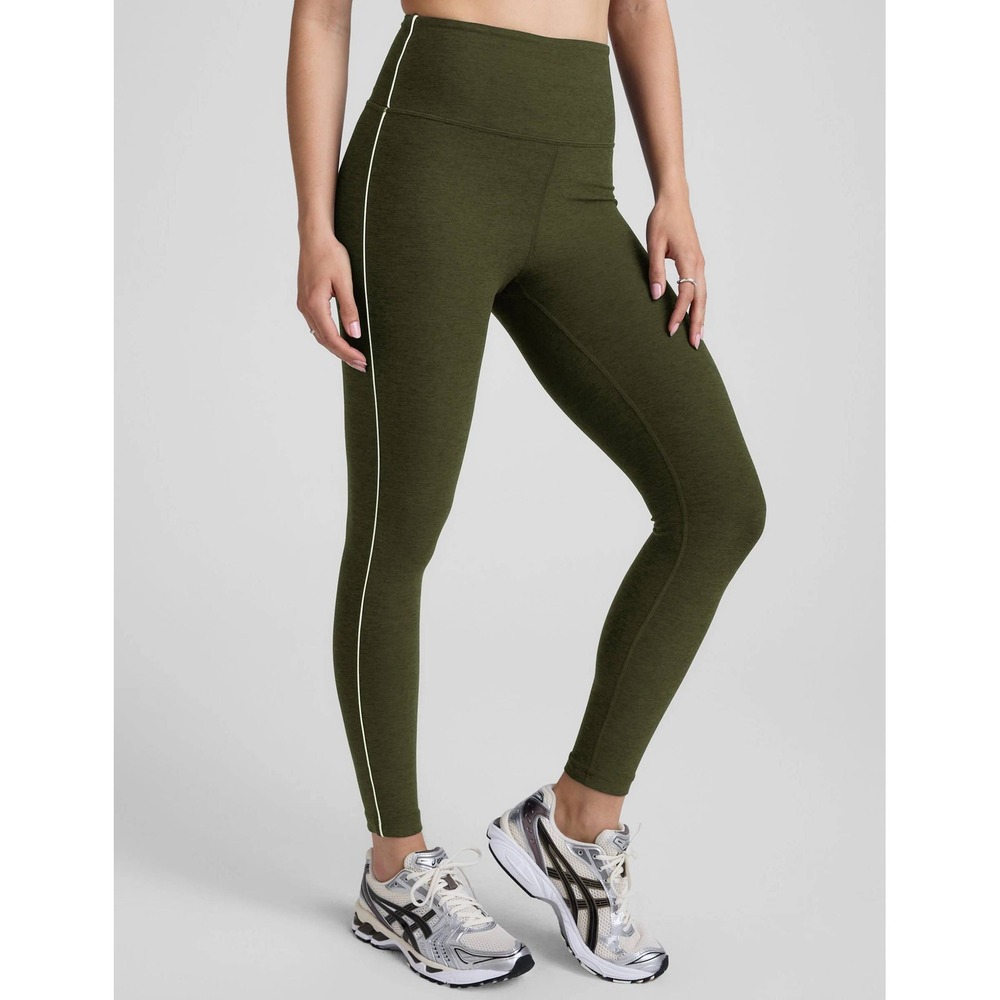 Beyond Yoga Spacedye Ready Midi Legging Womens Small Green High Waisted Stripe